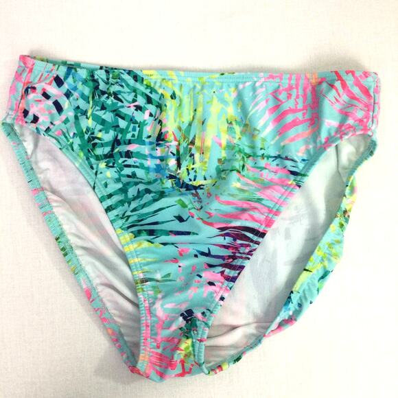 Venus Women's Sky Blue Leaf Pattern High Cut Bikini Bottom Size 12 - Picture 9 of 9